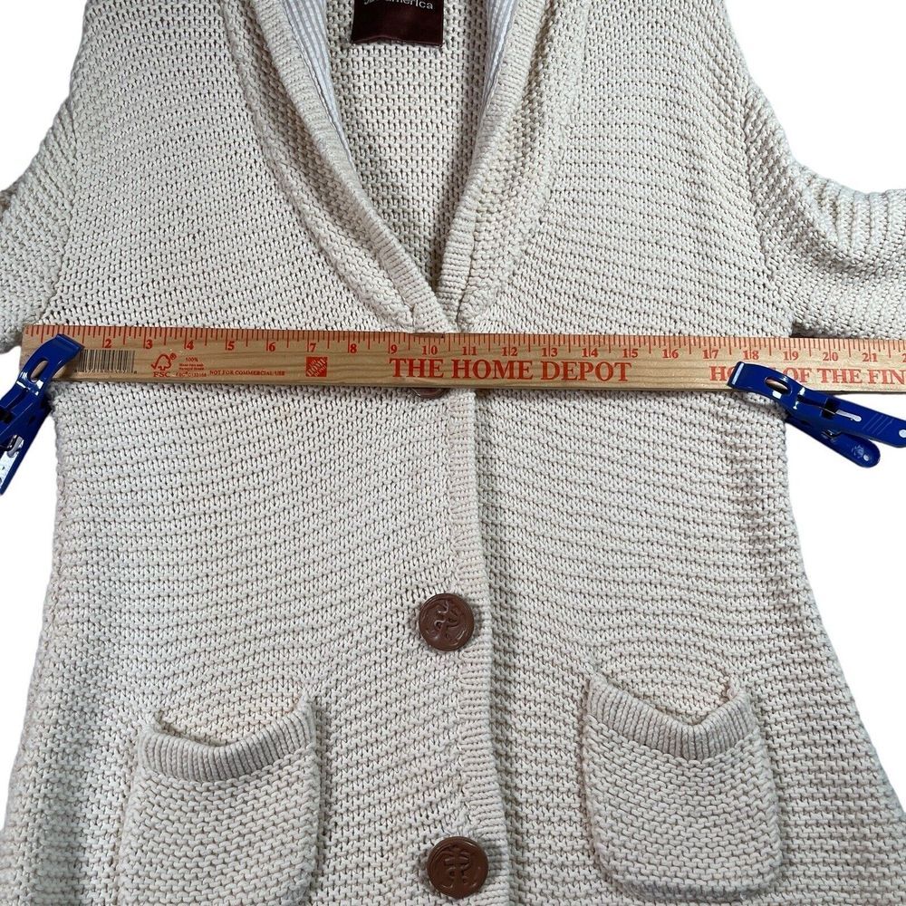 525 America Womens Button Up Hooded Cardigan Jacket Size M Ivory Flared Sleeve - Picture 10 of 11
